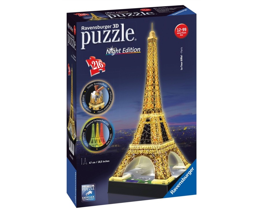 Learning & Education Ken Black Toys | Eiffel Tower - Night Edition, 216Pc 3D Jigsaw Puzzle®