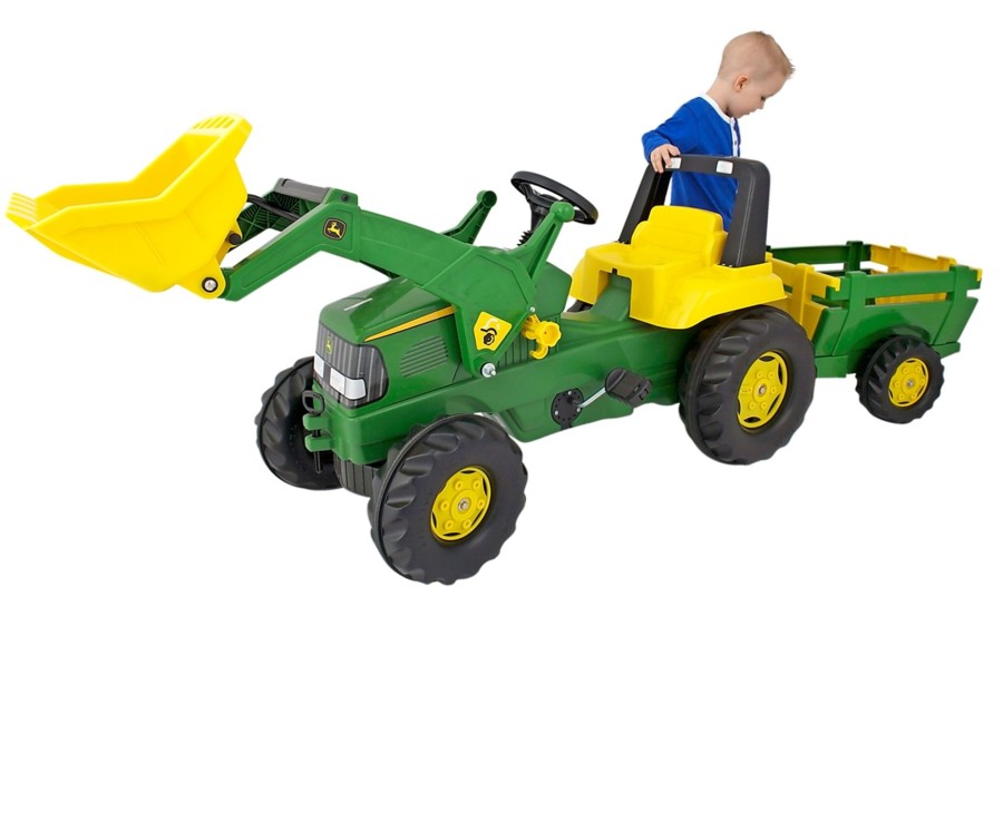 Outdoor Ken Black Toys | John Deere Large Tractor With Loader And Trailer