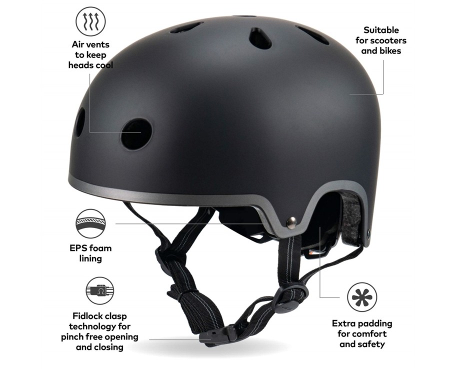 Outdoor Ken Black Toys | Micro-Scooters Black Deluxe Helmet 55-58Cm