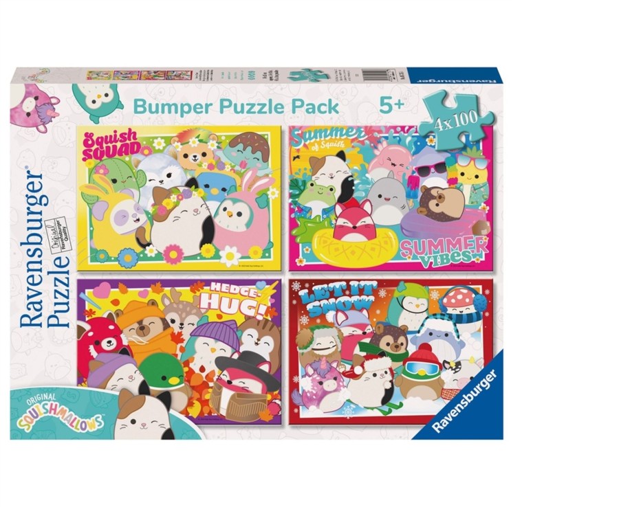 Learning & Education Ken Black Toys | Ravensburger Squishmallow 4 X 100 Piece Bumper Pack Jigsaw Puzzle