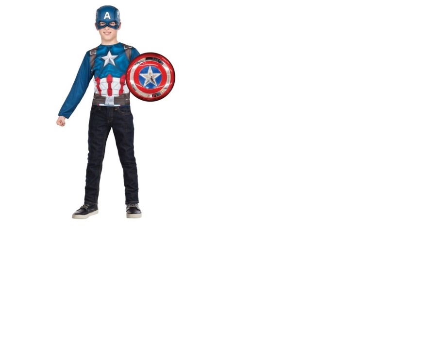 Learning & Education Ken Black Toys | Marvel Captain America Medium Costume Top Set With Shield And Mask