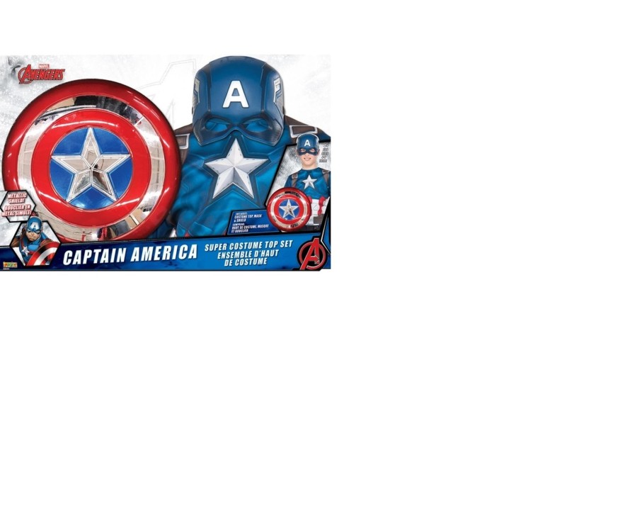 Learning & Education Ken Black Toys | Marvel Captain America Medium Costume Top Set With Shield And Mask