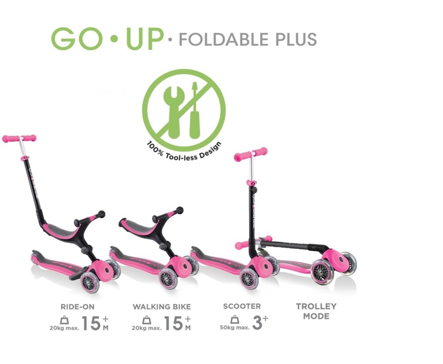 Outdoor Ken Black Toys | Globber Go Up Foldable Plus Deep Pink Scooter