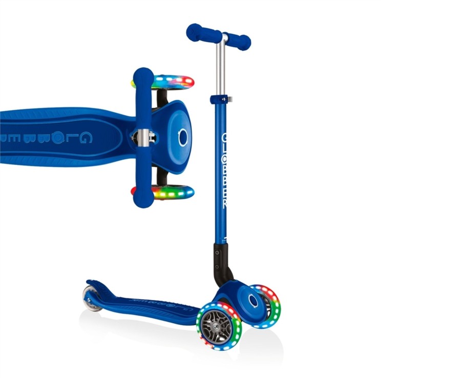 Outdoor Ken Black Toys | Globber Primo Foldable Plus Lights Scooter Navy Blue