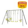 Outdoor Ken Black Toys | 4 Unit Metal Swing Set