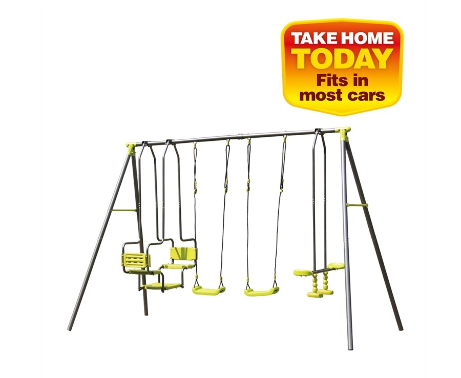 Outdoor Ken Black Toys | 4 Unit Metal Swing Set