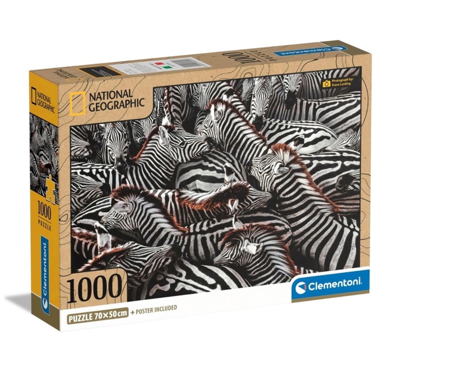 Learning & Education Ken Black Toys | Clementoni National Geographic Zebras 1000 Piece Jigsaw Puzzle