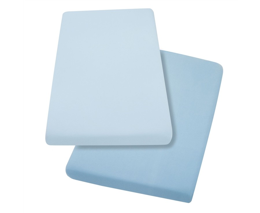 Baby Ken Black Toys | Cot Fitted Sheets 100% Jersey Cotton 60 X 120 X 12 Cm - Blue 2 Pack