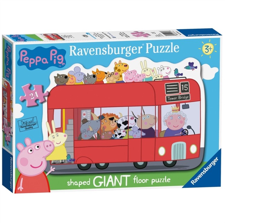 Learning & Education Ken Black Toys | Ravensburger Peppa Pig London Bus, 24 Piece Giant Shaped Floor Jigsaw Puzzle