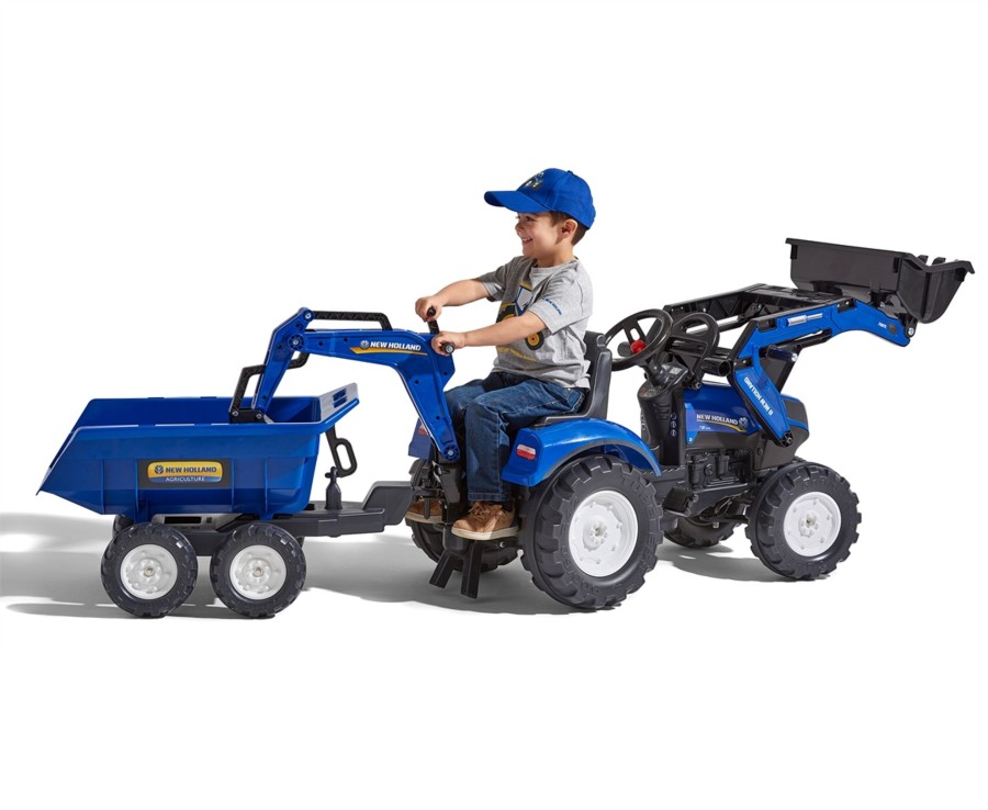 Outdoor Ken Black Toys | New Holland T8 Tractor With Front Loader, Backhoe & Trailer