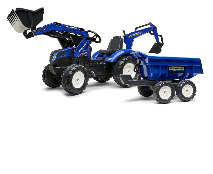 Outdoor Ken Black Toys | New Holland T8 Tractor With Front Loader, Backhoe & Trailer