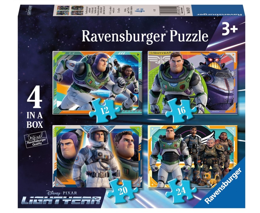 Learning & Education Ken Black Toys | Ravensburger Disney Lightyear - To Infinity And Beyond! 4 In A Box (12, 16, 20, 24 Piece) Jigsaw Puz