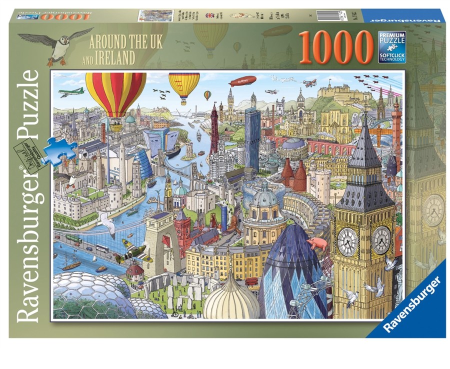 Learning & Education Ken Black Toys | Ravensburger Around The Uk & Ireland 1000 Piece Jigsaw Puzzle