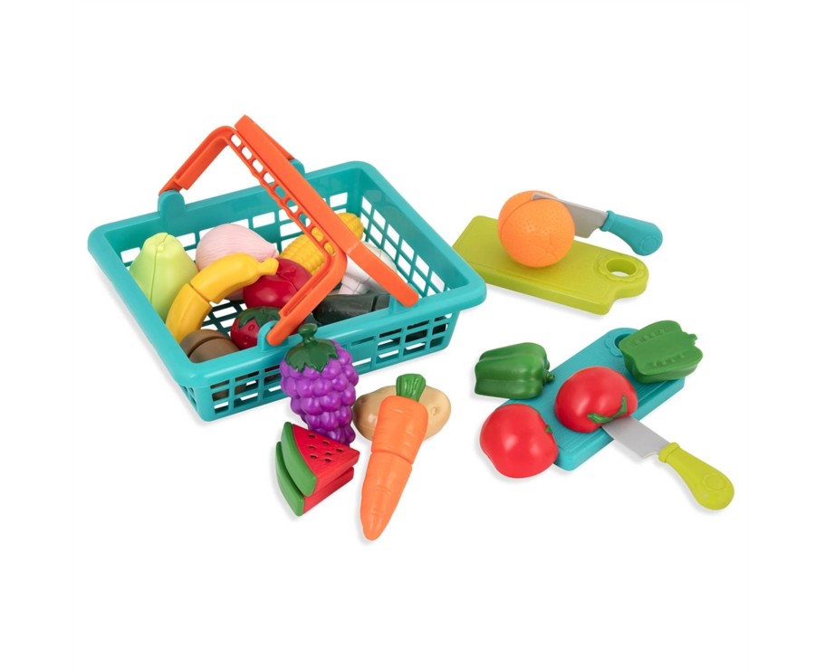 Learning & Education Ken Black Toys | Battat Farmers Market Produce Basket Velcro Play Food